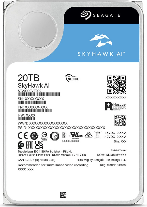 Hard disk i brendshëm Seagate SkyHawk AI ST20000VE004, 20TB, 3.5 inç, SATA III, 7200 RPM