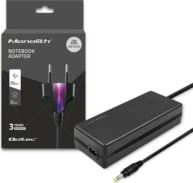 Adapter rryme Qoltec për Asus, 120W, 19V, 6.32A, 5.5x2.5 mm, me kabllo, i zi