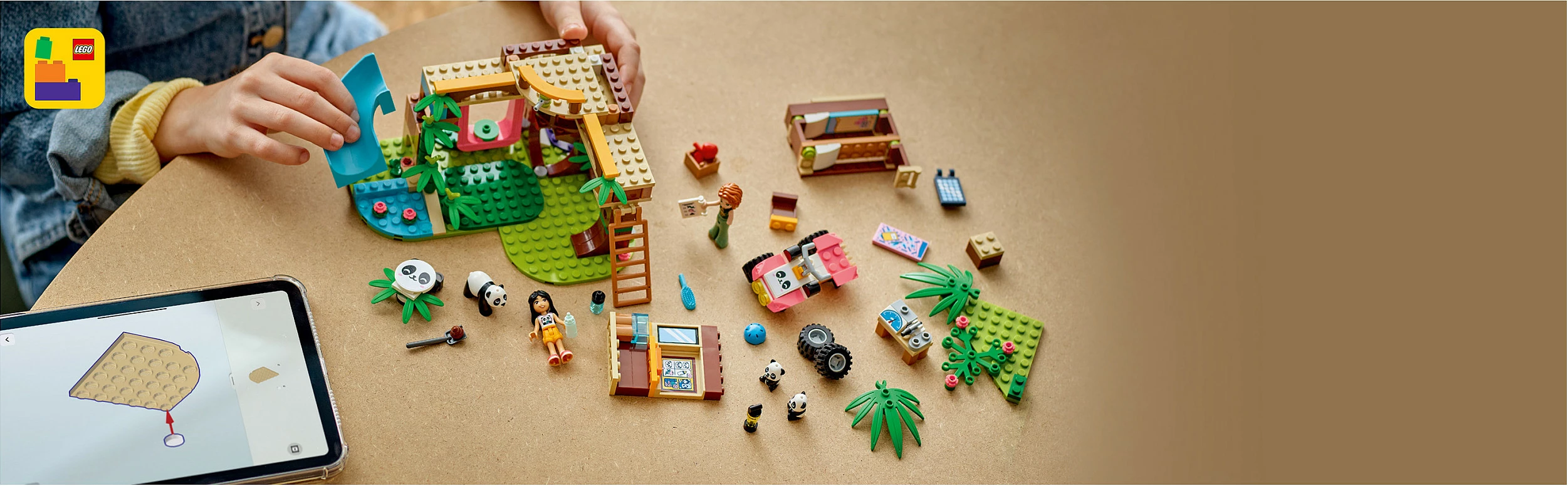 Set lodër LEGO Friends 42648 Strehë e Pandave, 243 copë, 7+