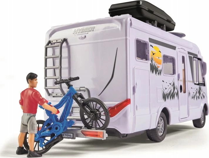 Set kamper lodër Dickie Playlife Holiday Camper Hymer B-Class 1:24 30 cm, i bardhë, me aksesorë