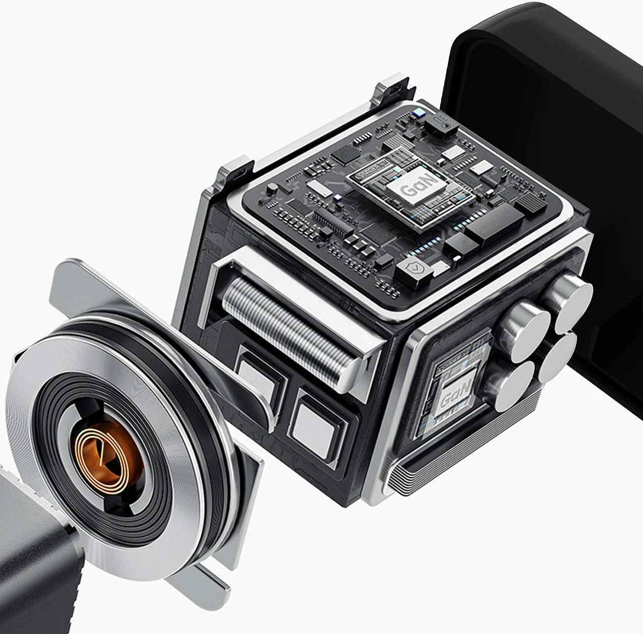 Karikues muri GaN, Dudao A67EU, 67W, 3 porta (USB-C, USB-A) me kabllo USB-C tërheqëse 60cm, EU plug, i zi