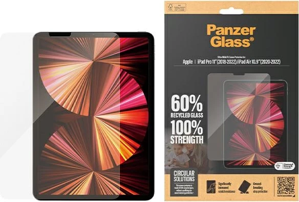 Xham mbrojtës PanzerGlass Ultra-Wide Fit për iPad Pro 11" 2018-2022 / iPad Air 10.9" 2020-2022, antibakterial