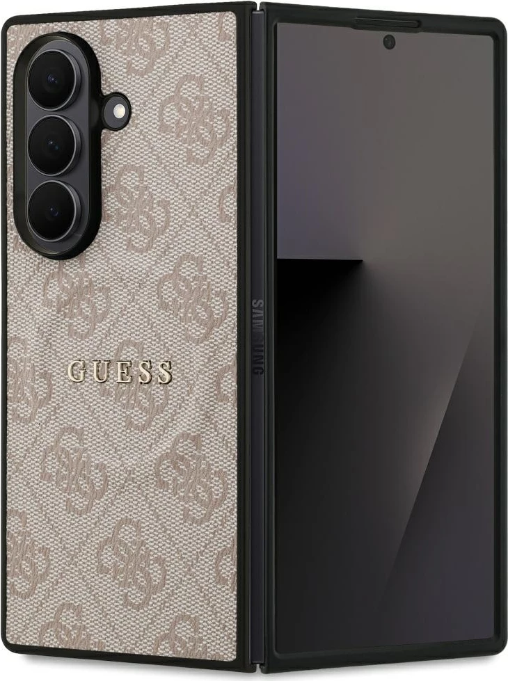Mbështjellës Guess 4G Classic MagSafe për Samsung Galaxy Z Fold7, hardcase eco-lëkurë/TPU/PC, rozë