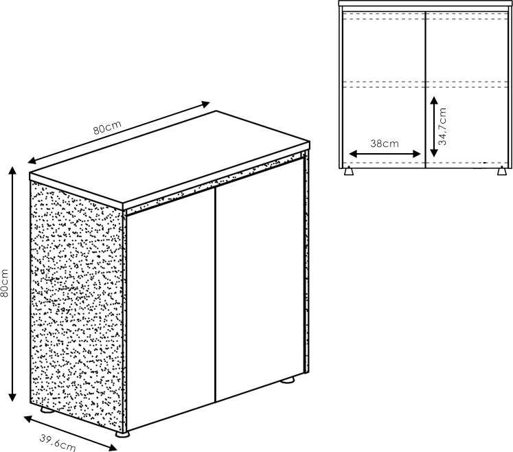 Komodina të ulëta për zyre Oscar, ngjyrë arrë-antracit, 200x40x80cm