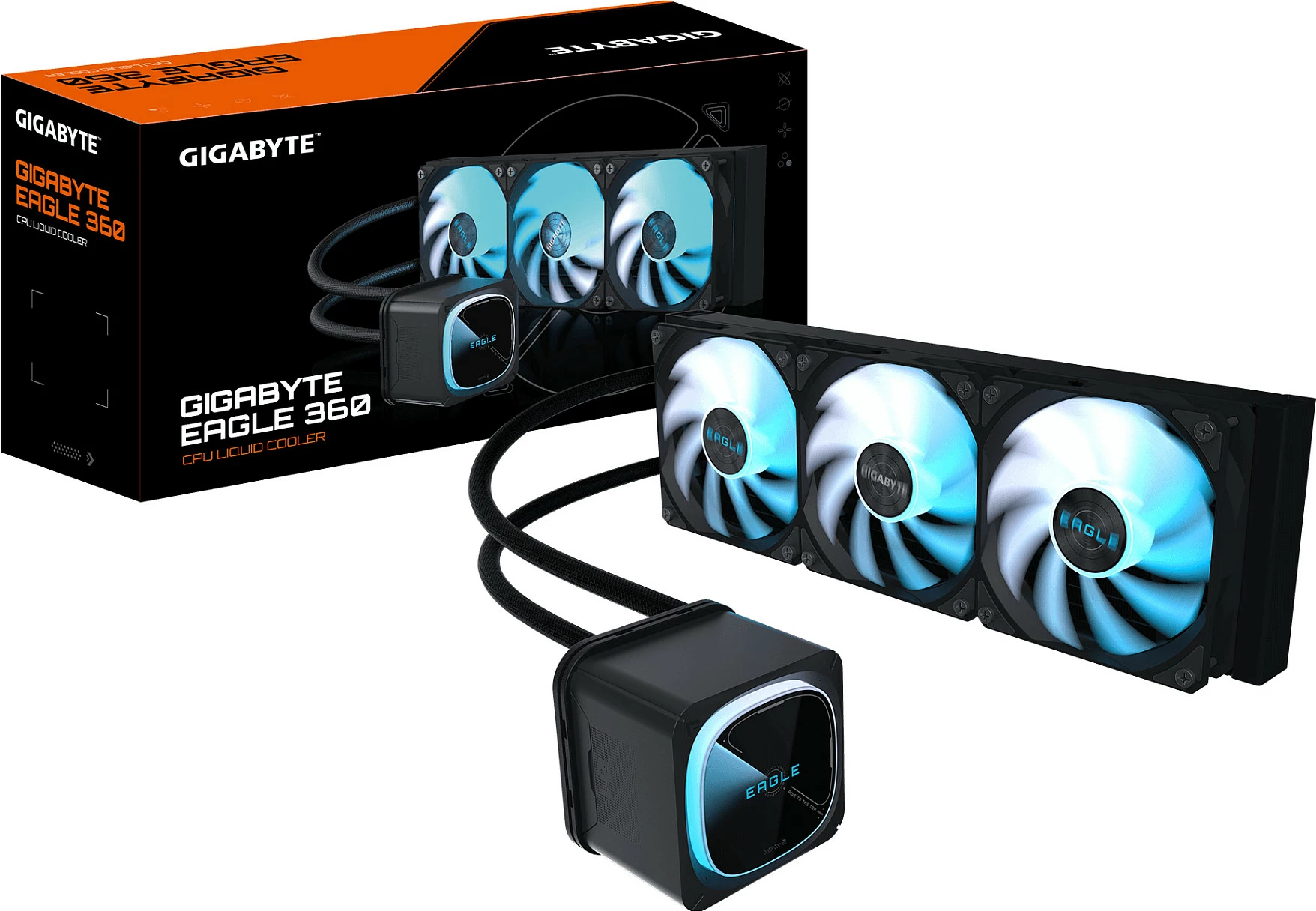 Ftohës procesori Gigabyte EAGLE 360, ftohje me lëng AIO, radiator 360mm, 3x120mm, RGB, i zi