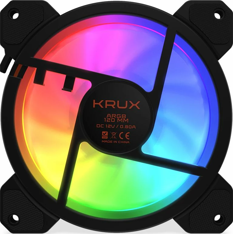 Set ventilatorësh PC Krux Lunar 120 ARGB KRX0068, 120mm, 3 copë, zi/bardhë