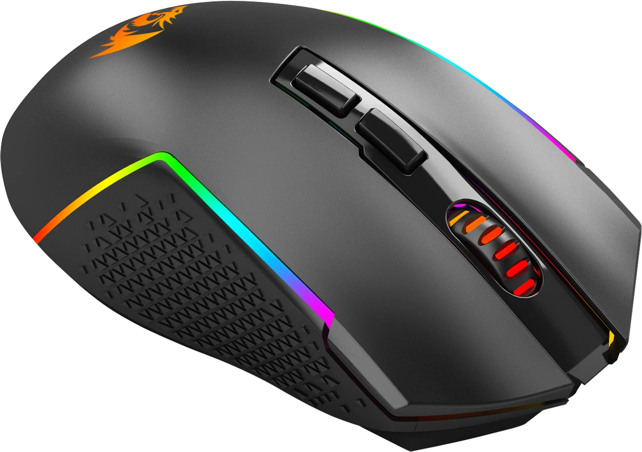 Maus gaming Redragon Trident Pro M693-RGB, 3 lidhje (USB-C/2.4G/BT), 7 butona, deri 8000 DPI, RGB, i zi