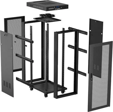 Kabinet rack LANBERG 19" 32U 600x800mm, qëndror (standing), derë e perforuar, i zi