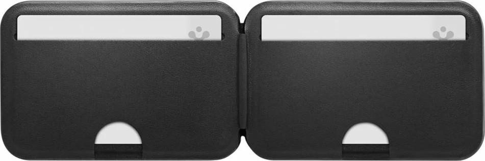 Mbështjellës/portofol MagSafe Spigen S314-2 Slim Fold Tripod Wallet, 3 vende për karta, PU leather, me mbajtëse stand, i zi, 1 copë
