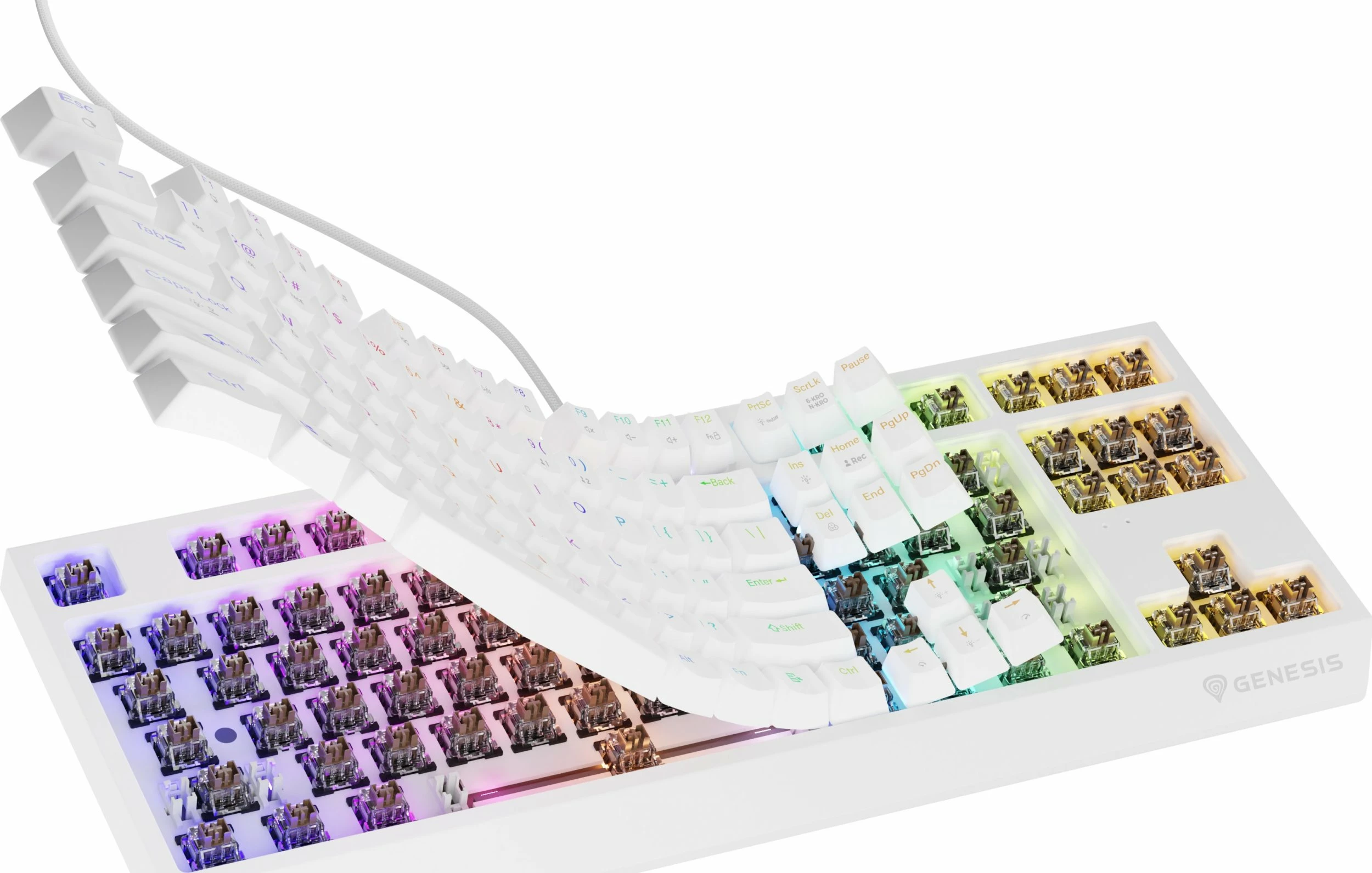 Tastierë gaming Genesis Thor 230 TKL NKG-2080 mekanike Outemu Brown RGB, e bardhë