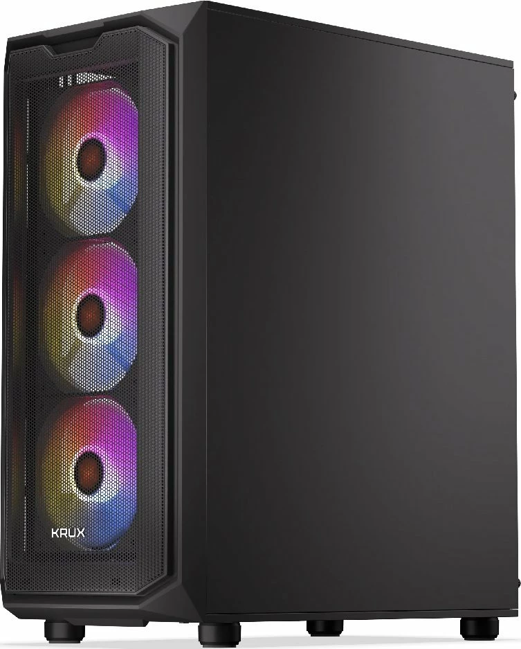 Kasë Krux Orona ARGB KRXD003, Midi Tower, ATX/Micro-ATX/Mini-ITX, 4x120mm ARGB fan, e zezë