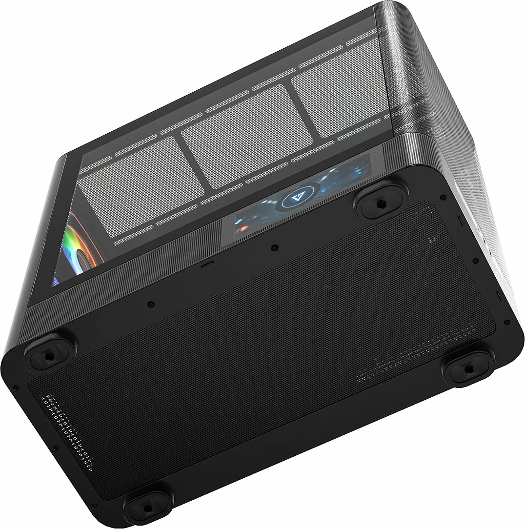 Kasë Modecom Volcano AQ400 ARGB (MC-A-AQ400-4FA-B) Midi Tower ATX/mATX/ITX, ekran LCD, 4x120mm ARGB, USB-C, e zezë