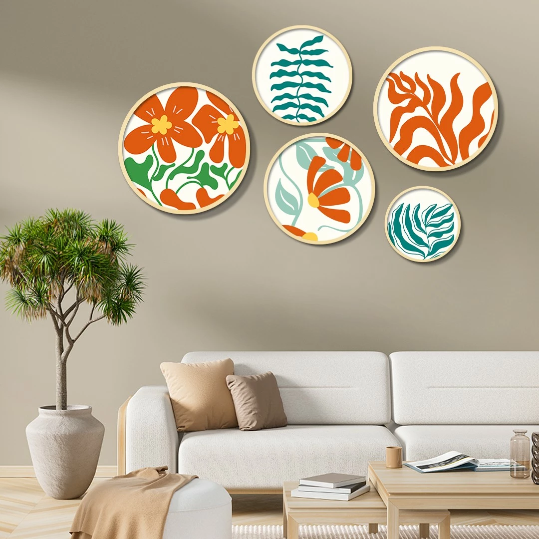 Set pikturash dekorative me kornizë MDF (5 copë), Wallity, Yats-01