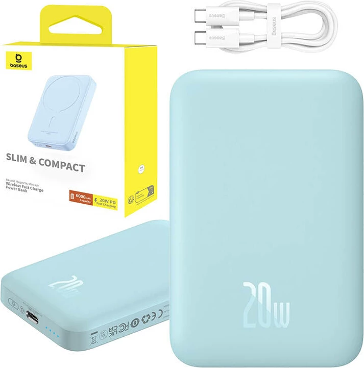 Powerbank Baseus Magnetic Mini 6000 mAh 20W, blu