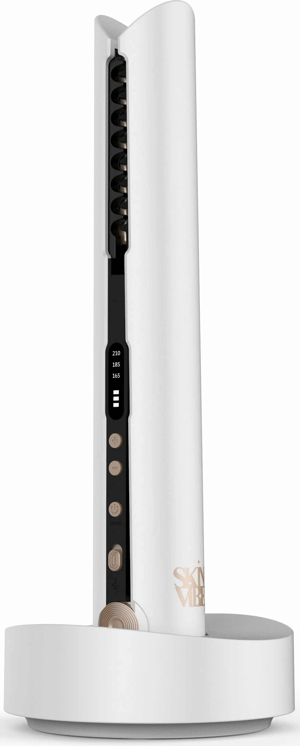 Drejtues flokësh SkinVibe Luna MiniWireless SV-003WH 22 W, pa kabllo, pllaka qeramike 20 mm, 3 temperatura 165-210°C, ekran LCD, fikje automatike, i bardhë