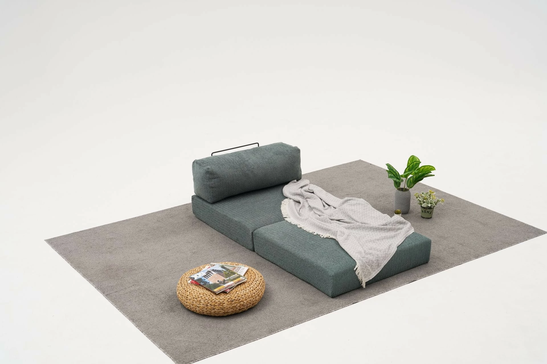 Këndare Comfort Mini, stof 100% chenille, ngjyrë e gjelbër, 190x95x75cm - 5