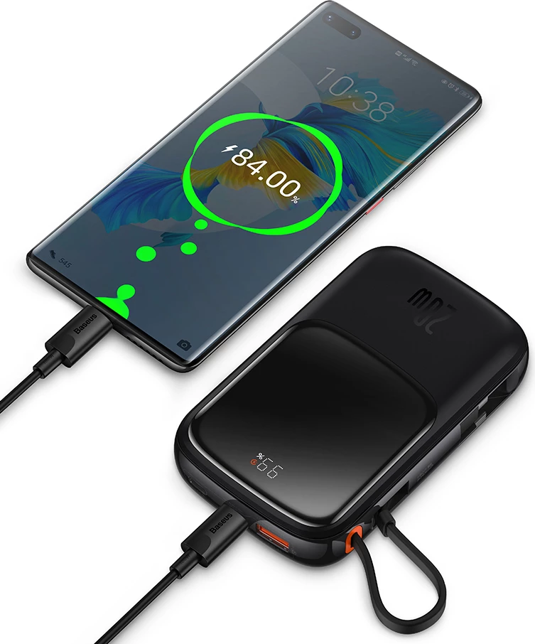 Powerbank Baseus Qpow Pro Overseas Edition 10000mAh, 20W, me kabllo USB-C, e zezë
