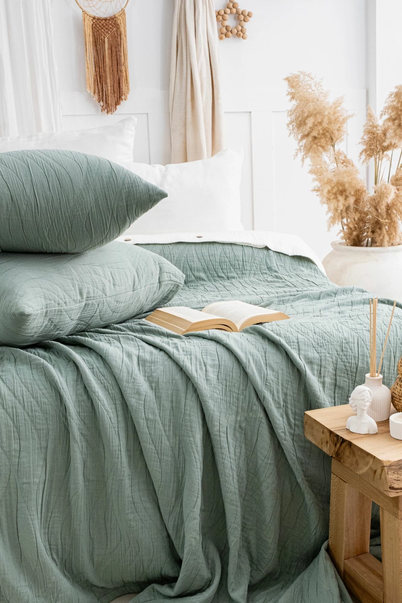 Set mbulesë krevati dopio, Janna, ngjyrë e gjelbër