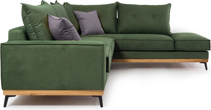 Divan qoshe luksoz II, kënd i majtë, pëlhurë cypress-karbon, 290x235x95cm