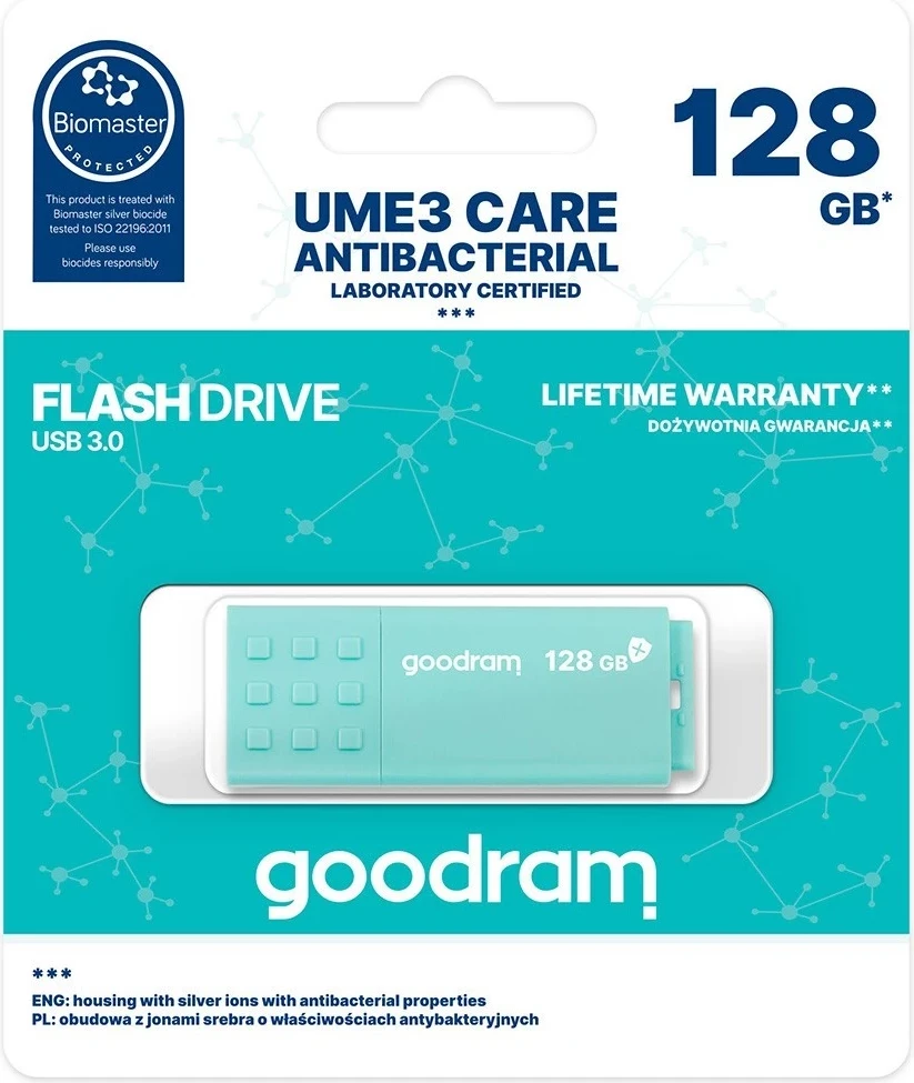 USB Flash Drive GoodRAM UME3 Care, 128GB, blu