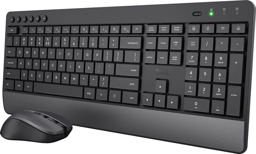 Set Tastaturë & Maus pa kabllo Trust Trezo Comfort, QWERTZ Gjermanisht, me numpad, i zi