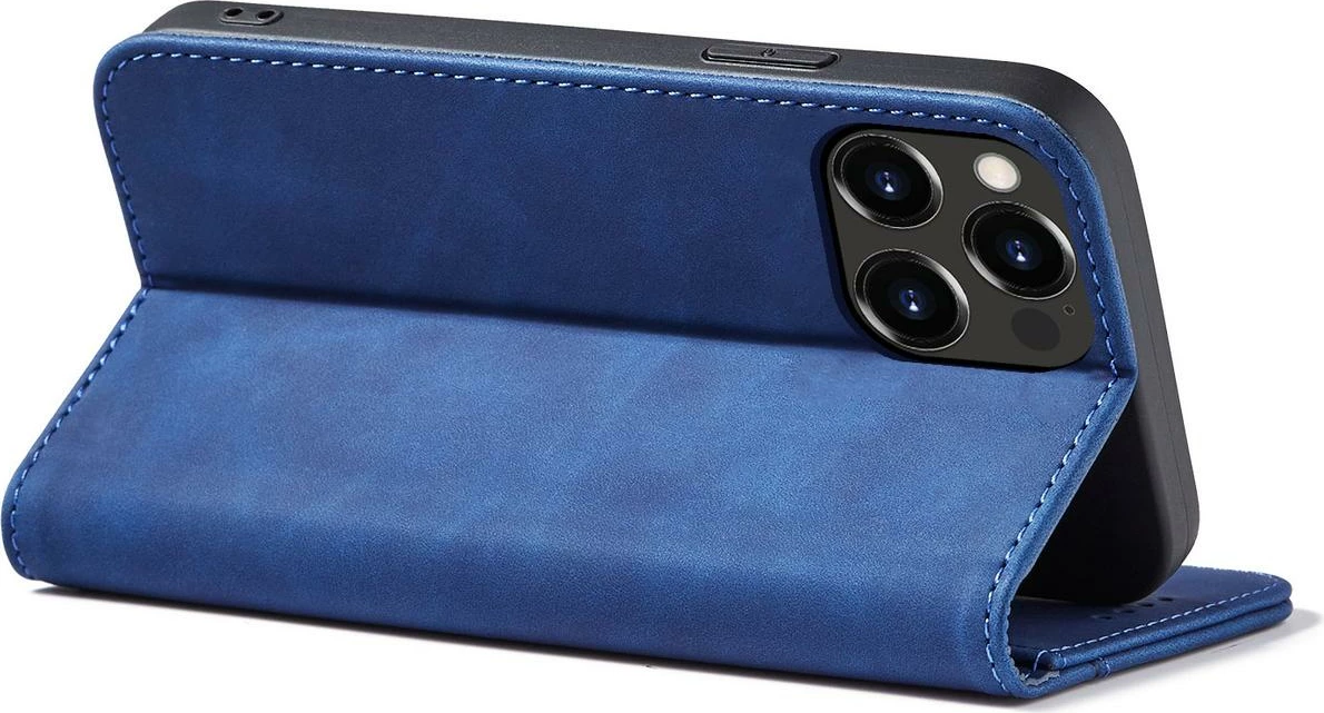 Mbështjellës Hurtel Magnet Fancy Case për iPhone 13 Pro Max, me portofol, mbajtës, kaltër