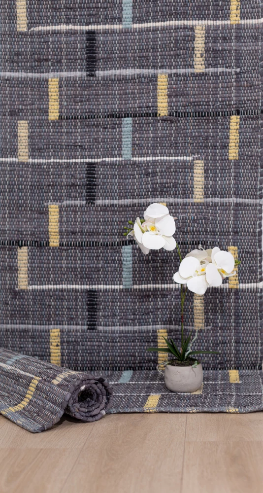 Qilim Box, pambuk, blu-bezhë, 60x90cm