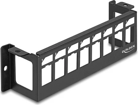 Panel montimi muri DeLOCK 86516, 8 porta, metal, 175 x 50 x 41.6 mm, e zezë