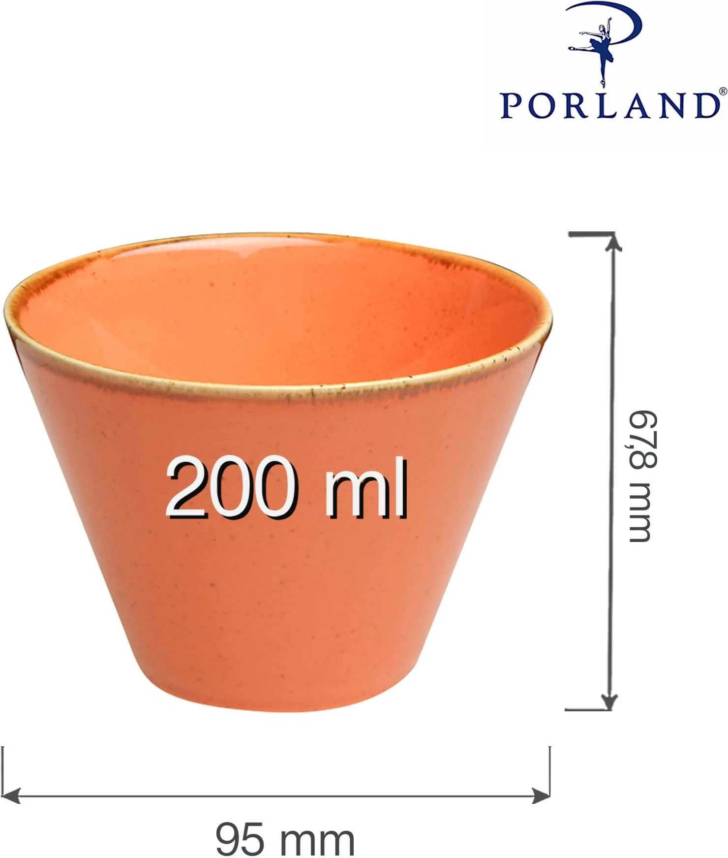 Tas konik Porland Seasons Amber 200 ml, Ø95 mm, portokalli, set 6 copë