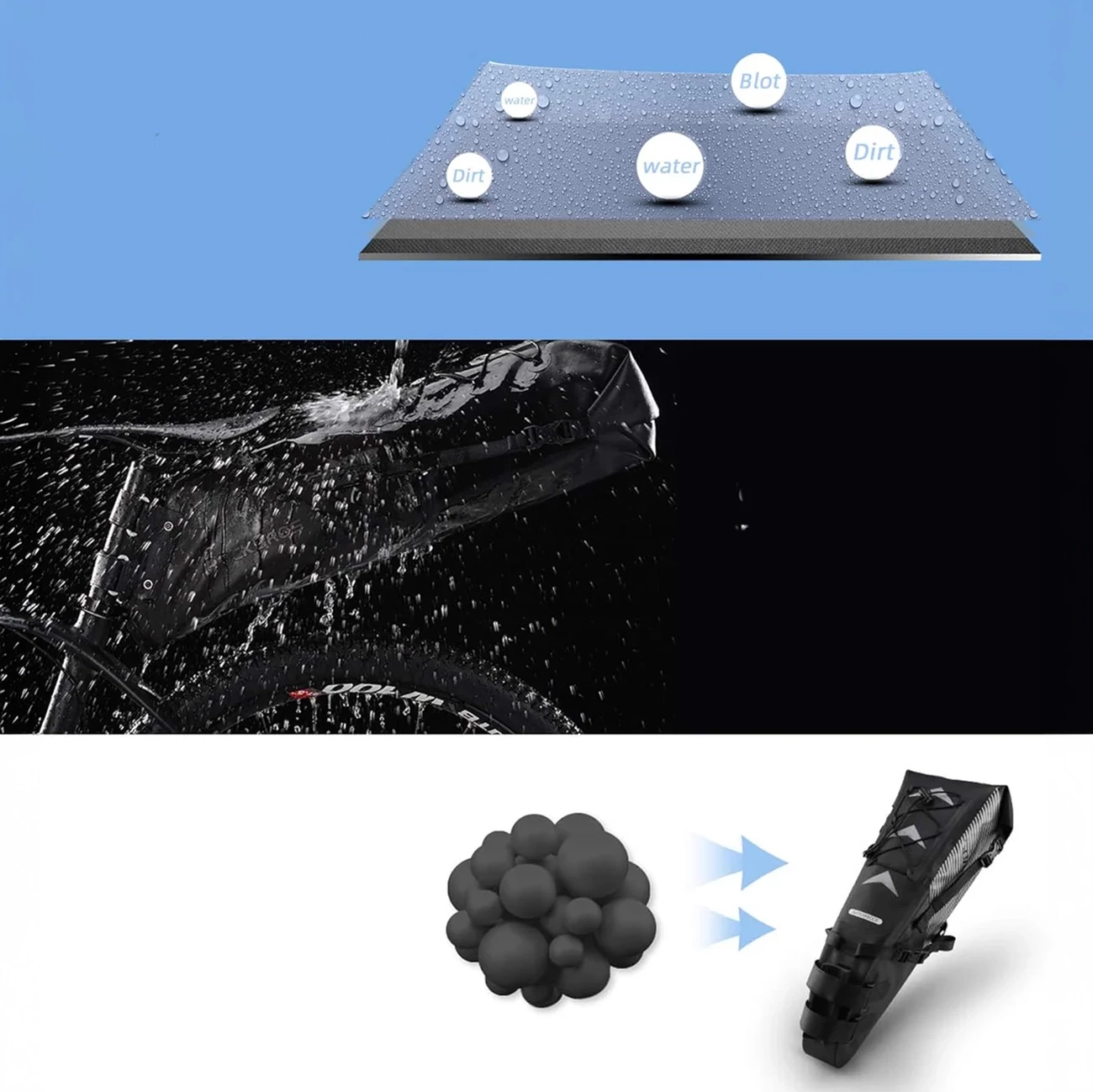 Çantë nën shalë biçiklete Rockbros AS-013 10L waterproof, e zezë