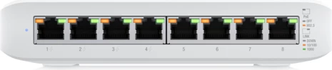 Switch Ubiquiti UniFi USW-Lite-8-POE 8-port Gigabit, 4x PoE+ 802.3af/at, 52W, i bardhë