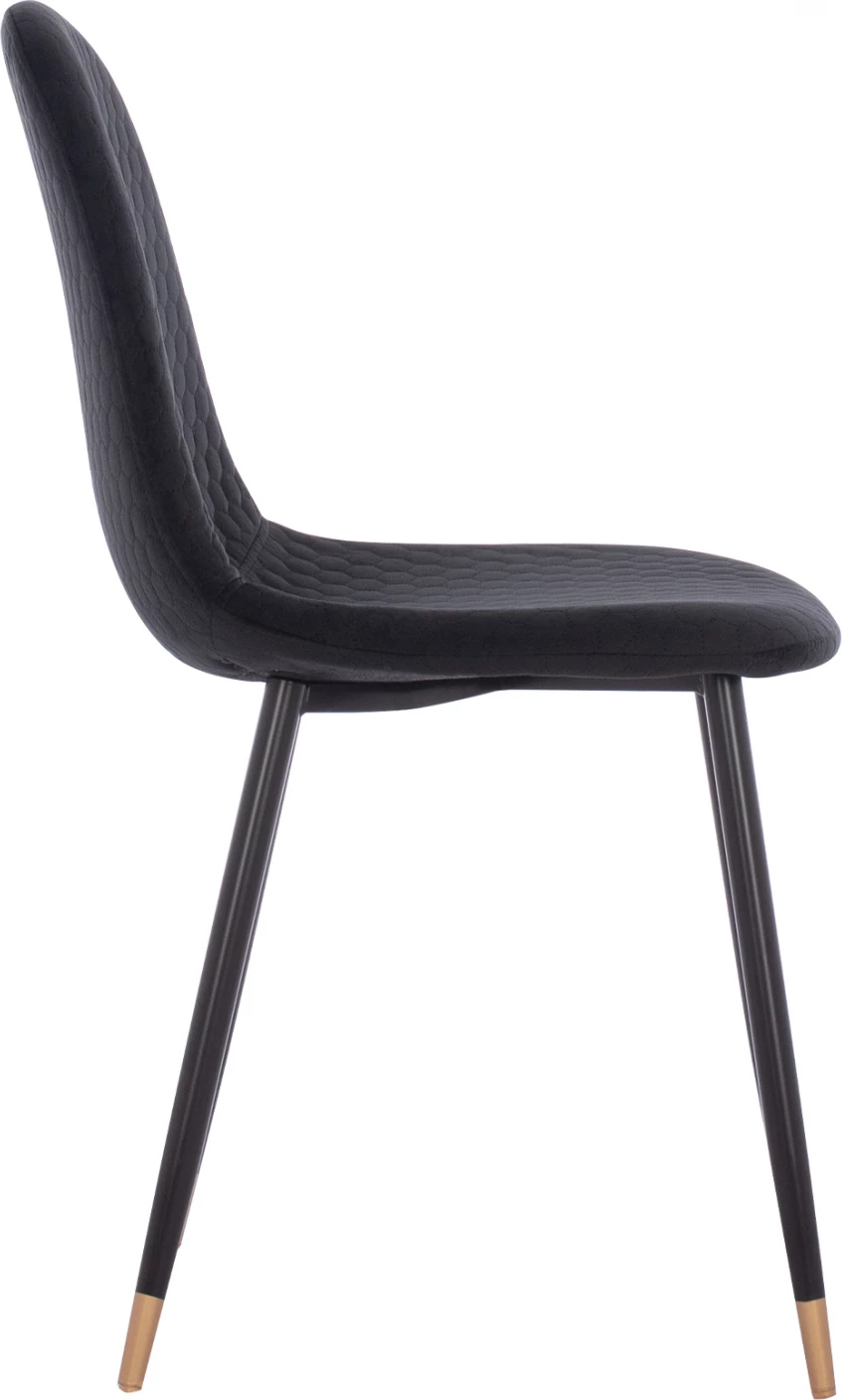 Karrige Lucille, kadife e zezë, skelet metalik, 45x56x81 cm, set prej 4 copash