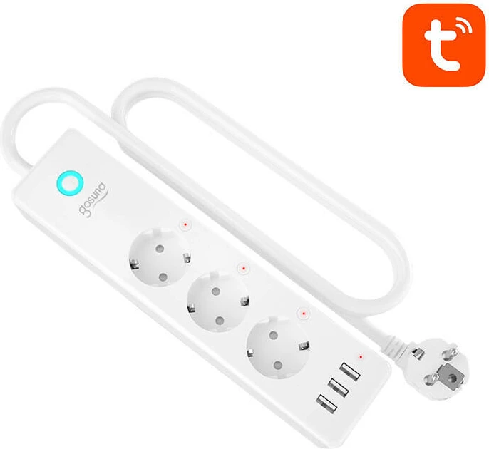 Prizë e mençur WiFi Gosund P1 PLUS, 3x AC schuko, 3x USB-A, e bardhë