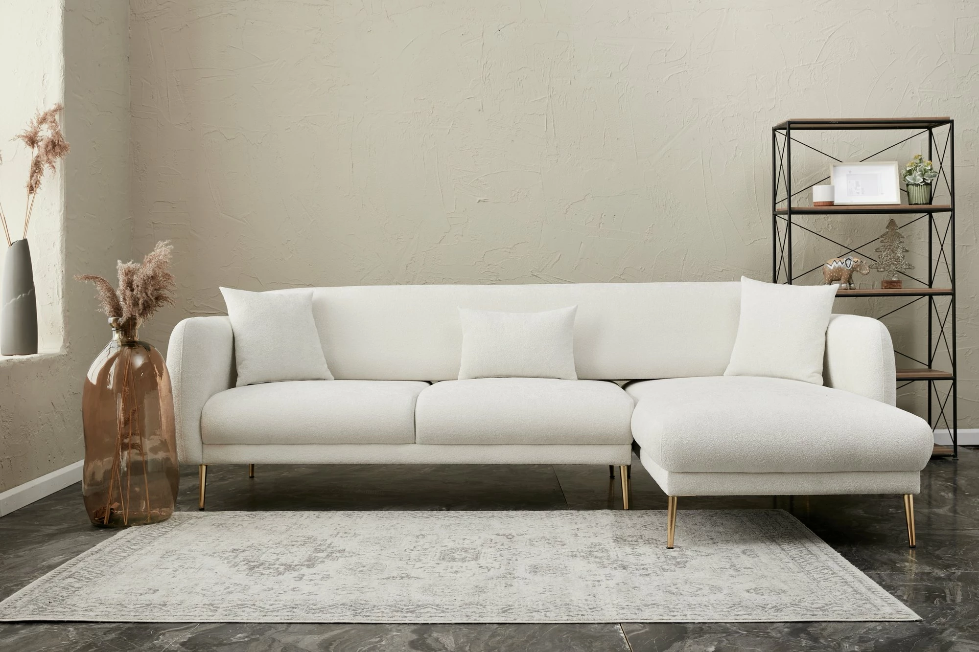 Kënd-sofë krevati Atelier del Sofa, Simena, kënd i djathtë, krem