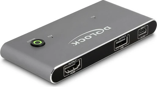 KVM Switch DeLOCK USB-C në HDMI 8K 60Hz, USB 2.0 hub, 1 m, Anthracite
