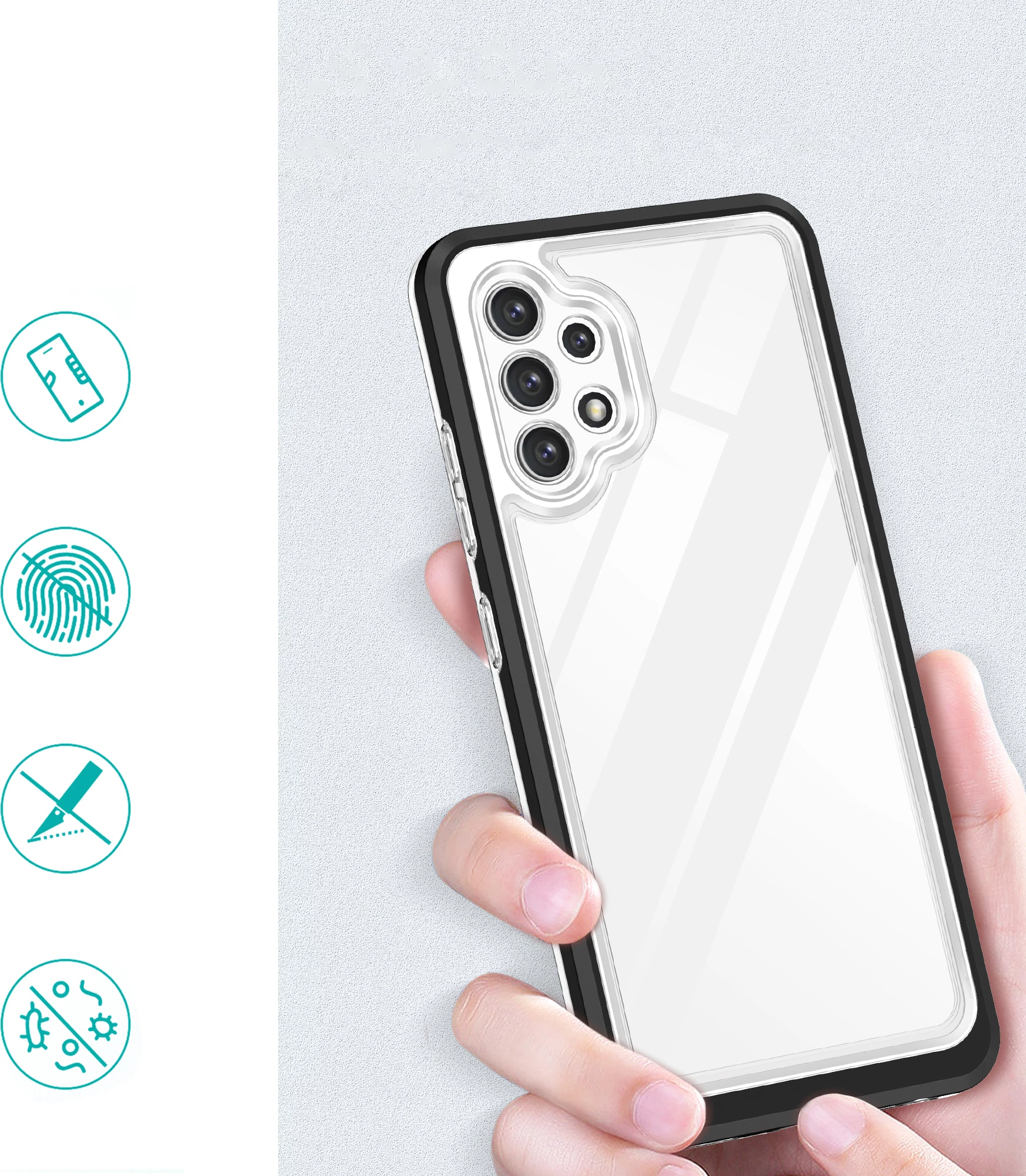 Mbështjellës Hurtel Hybrid Armor Clear 3in1 për Samsung Galaxy A32 5G, i zi/transparente