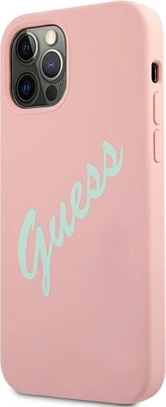 Mbështjellës Guess GUHCP12MLSVSPG për iPhone 12/12 Pro 6.1", silikon, rozë e gjelbër