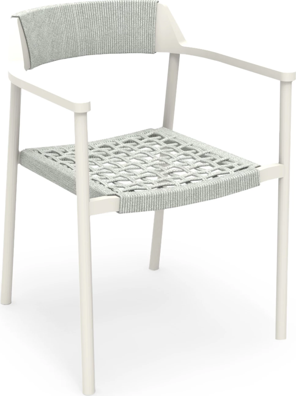 Karrige ngrënieje për jashtë, alumini krem i bardhë, litar P.E. bezhë, HELIA CD6200.02, 57x56.5x76.5cm