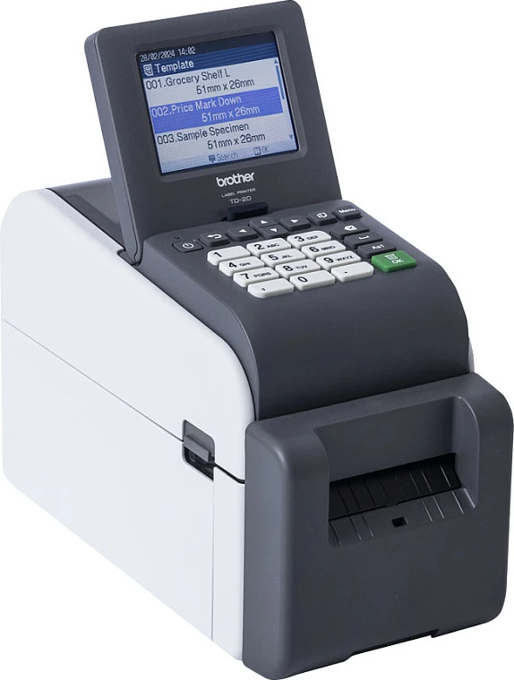 Printer etiketash Brother TD-2320DSA203, termik direkt, 203 dpi, Ethernet/USB, ekran 3.5", i zi/gri