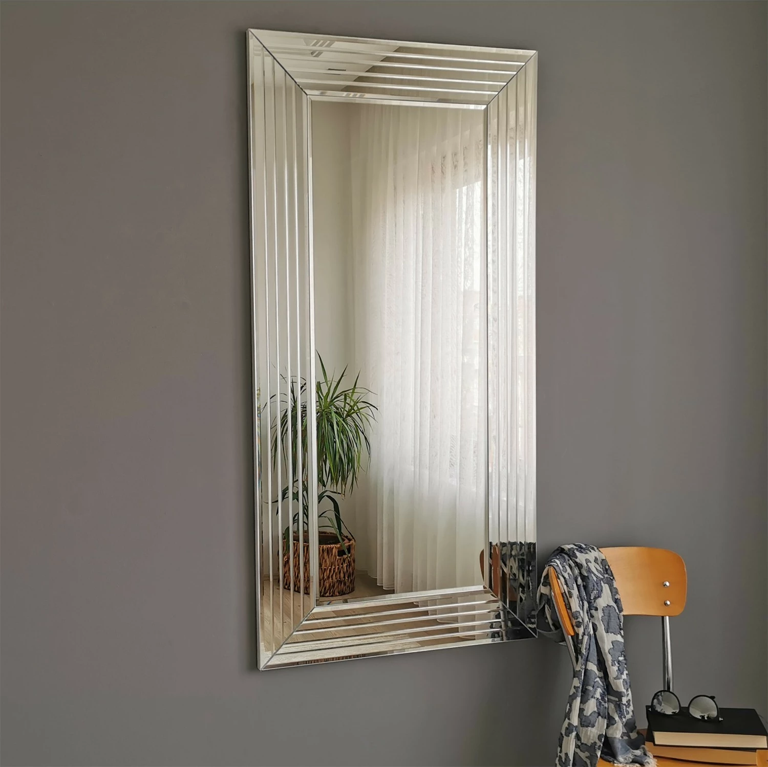 Pasqyrë Hanah Home, A305D, ngjyrë argjendi, 60x100cm