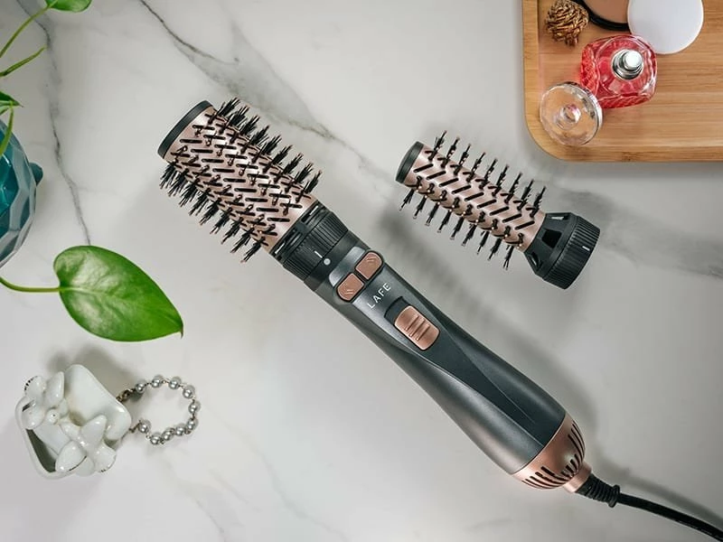 Styler flokësh Lafe Sleek & Shine, 1200 W, furçë ajri rrotulluese 40/50 mm, jonizim, ajër i ftohtë, set 2 copë, e zezë