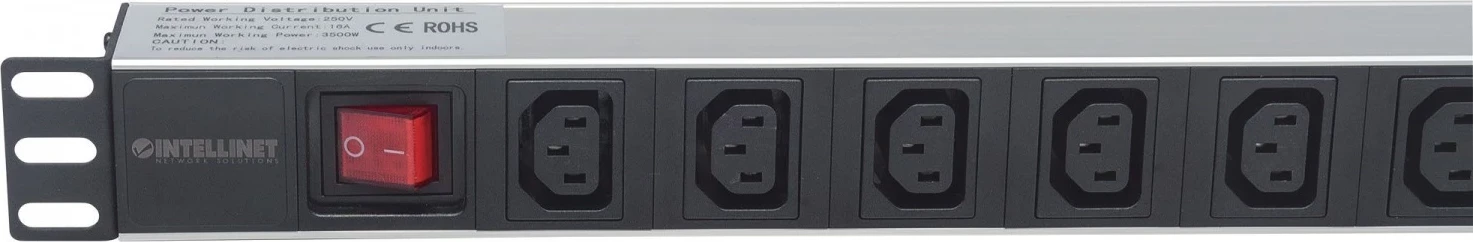 PDU Rack 1U Intellinet me ndërrues, zi-argjendtë