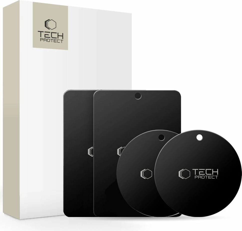 Set pllaka magnetike Tech-Protect MetalPlate për mbajtëse veture, 4 copë, e zezë