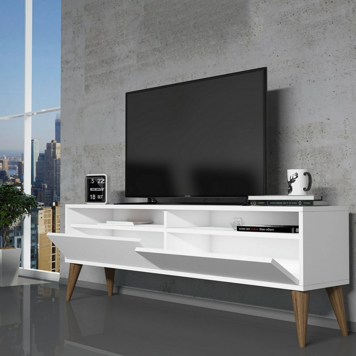 Komodë për TV Hanah Home, Best 2, e bardhë