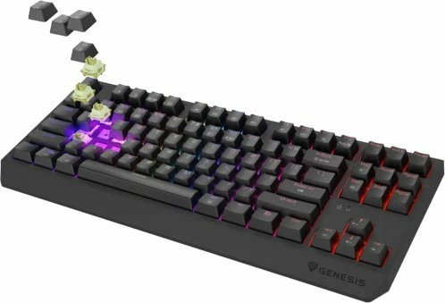 Tastierë mekanike gaming GENESIS Thor 230 TKL Wireless, Outemu Silent Lemon, RGB, hot-swap, US layout, e zezë