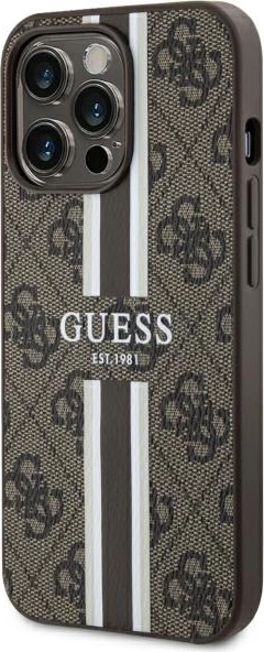 Mbështjellës Guess 4G Printed Stripes MagSafe për iPhone 13 Pro/13 6.1", kafe
