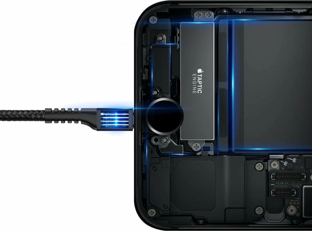 Kabllo karikimi dhe të dhënash Baseus Fish Eye Spring, USB-A në Lightning, 1m, 2A, e zezë