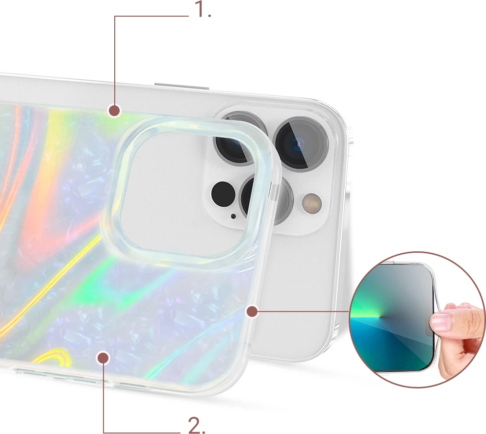 Mbështjellës Kingxbar Shell Series për iPhone 13 Pro, pearl-mint, Jeshile