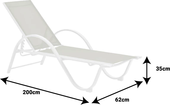 Shezlong me krahë Attain alumini i bardhë dhe tekstilene ngjyrë bezhë 200x62x35cm