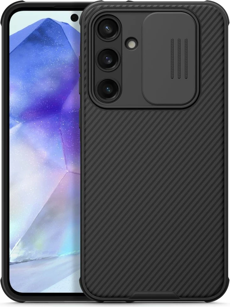 Mbështjellës Nillkin CamShield Pro për Samsung Galaxy A55, me mbulesë kamere, zi